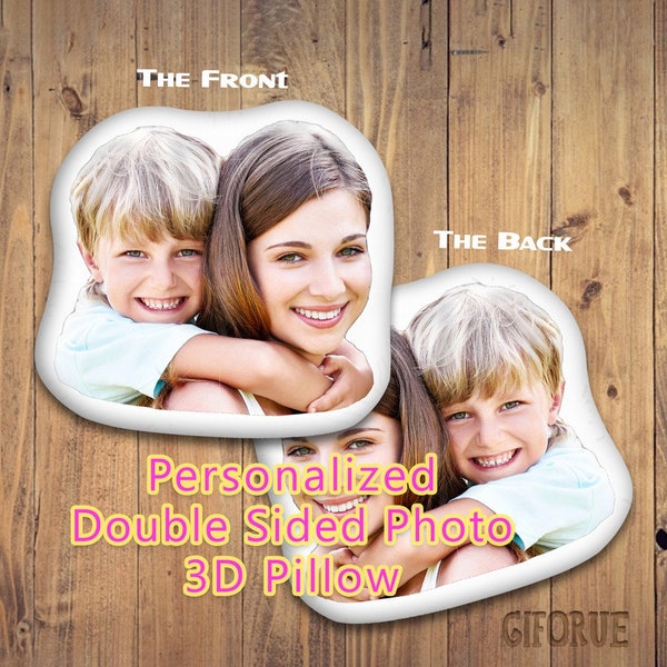 Custom Double Sided Photo 3D Pillow Personalized 2 Sides Shaped Pillow Head Face Body Pillow| Birthday Christmas Gift Family Friend |GIFORUE