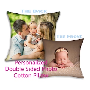 Custom Two Photos Cotton Pillow | Personalized Double sided Photo Pillow Cushion Cover | Decorative Throw Pillows | Photo Gift| GIFORUE