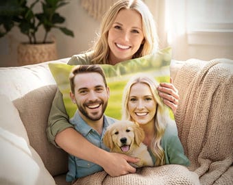 Custom Pillow Cotton Two Photos Personalized Double sided Photo Throw Pillows Decorative Cushion Cover