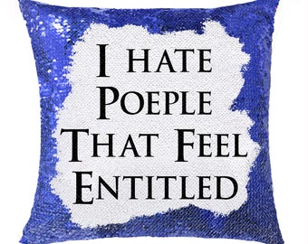 i hate everyone sequin pillow