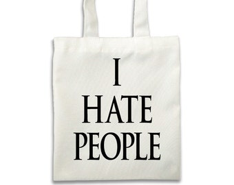 10 Pack I HATE PEOPLE Custom Bag | Custom Shopping Bag | Cotton Reusable Bags | Speical Text Gift For Anniversary Birthday Party | GIFORUE