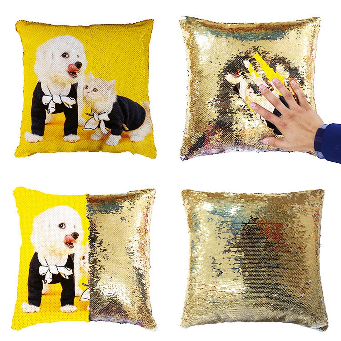 Custom Sequin Pillow Custom Photo Pillow Customized Magic Etsy