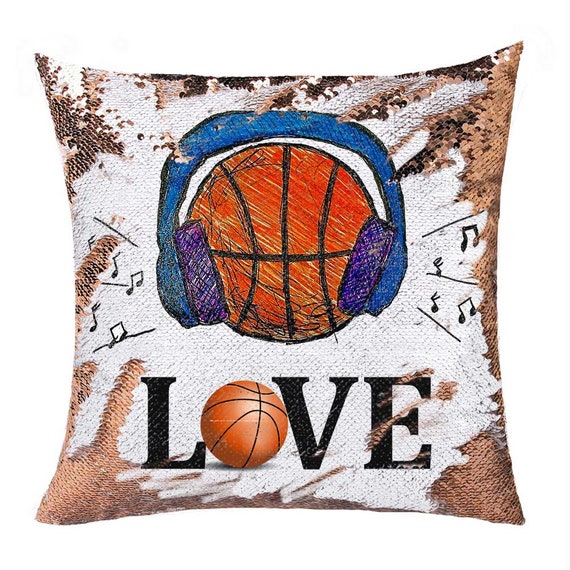 basketball sequin pillow