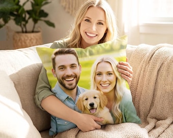Personalized Cotton Pillow Two Photos Custom Double sided Photo Cushion Cover Decorative Throw Pillows