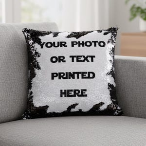 Sequin Pillow Personalized, Custom Photo text Magic Pillowcase, Mermaid Hidden Message Cushion Cover | GIFORUE