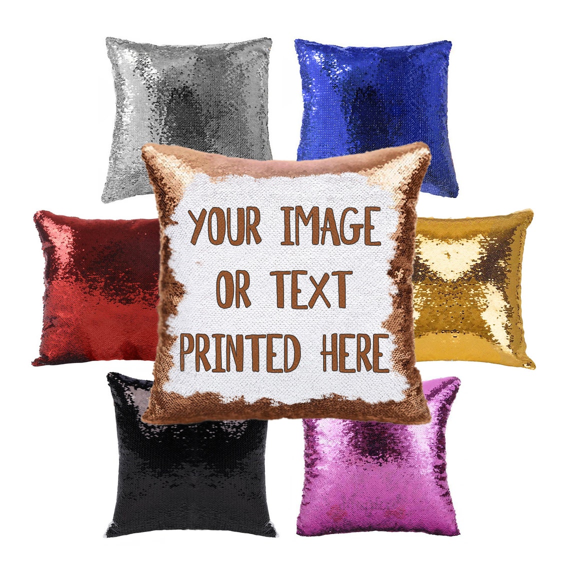 Custom Image/ text Pillow Personalized Sequin Pillow Custom Etsy