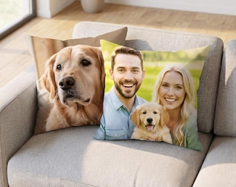 Personalisierte Baumwollkissen Zwei Fotos Benutzerdefinierte doppelseitiger Fotokissenbezug Dekorative Dekokissen