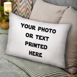 Taie d'oreiller personnalisée | Taie d'oreiller oblongue avec photo/texte personnalisée | Cadeau photo personnalisé pour anniversaire de famille, amis | GIFORUE