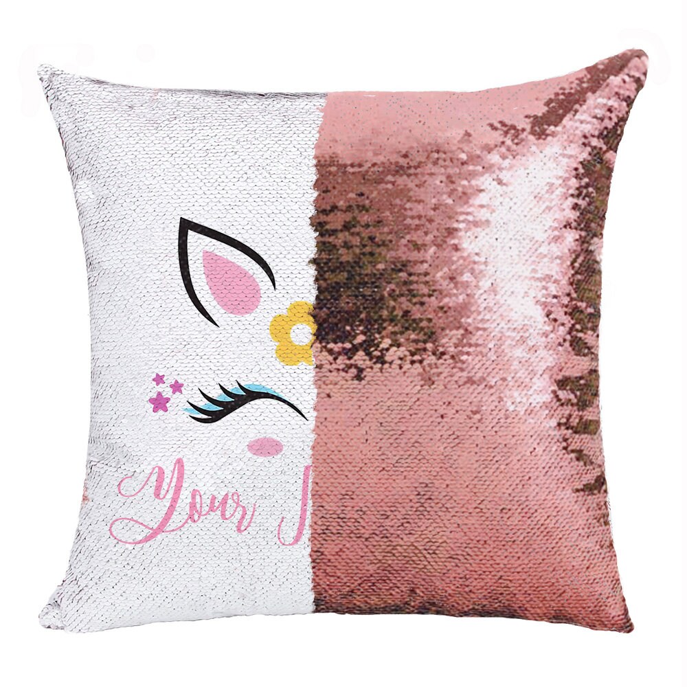 Personalized Unicorn Sequin Pillow Custom Name Pillow Etsy