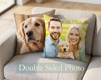 Personalized Cotton Pillow Two Photos Custom Double sided Photo Cushion Cover Decorative Throw Pillows