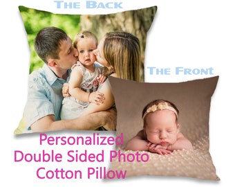 Custom Two Photos Cotton Pillow | Personalized Double sided Photo Pillow Cushion Cover | Decorative Throw Pillows | Photo Gift| GIFORUE
