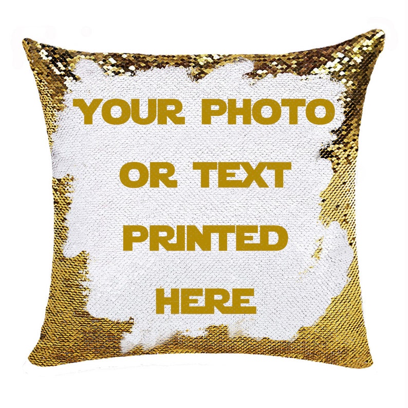 Personalized Sequin Pillow Custom Photo/text Pillow Custom Etsy