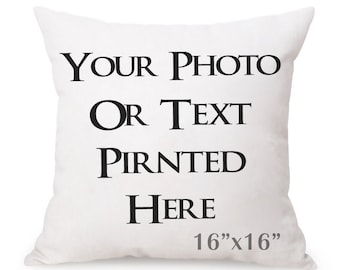 16"x16" Custom Cotton Pillow | Personalized Photo/Text Pillow Cover | White Cotton Pillow | Decorative Denim Pillows | Photo Gift| GIFORUE
