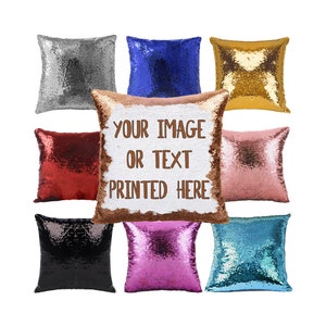 Custom Image/ text Pillow | Personalized Sequin Pillow| Custom Magic Pillow| Mermaid Sequin Pillow Sublimation Birthday Image Gift|GIFORUE