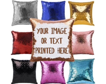 Custom Image/ text Pillow | Personalized Sequin Pillow| Custom Magic Pillow| Mermaid Sequin Pillow Sublimation Birthday Image Gift|GIFORUE