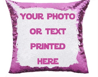 Photo/text Pillow Personalized | Custom Sequin Pillow Purple | Full Print Photo Pillow | Uncommon Photo Gift | Best Custom Gift |GIFORUE
