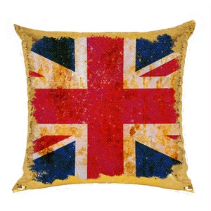 Oreiller personnalisé drapeau du pays | Taie d'oreiller personnalisée drapeau sale | Housse de coussin personnalisée drapeau du Royaume-Uni | Oreiller personnalisé à sequins| GIFORUE
