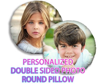 Custom Double Sided Photo Circular Pillow | Personalized Two Sides Round Cushion | Custom Gift Family Friends Birthday Christmas | GIFORUE