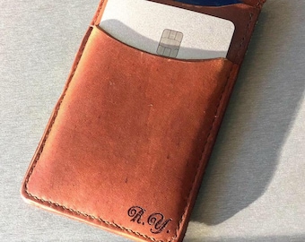 Hand stitched genuine leather card holder wallet