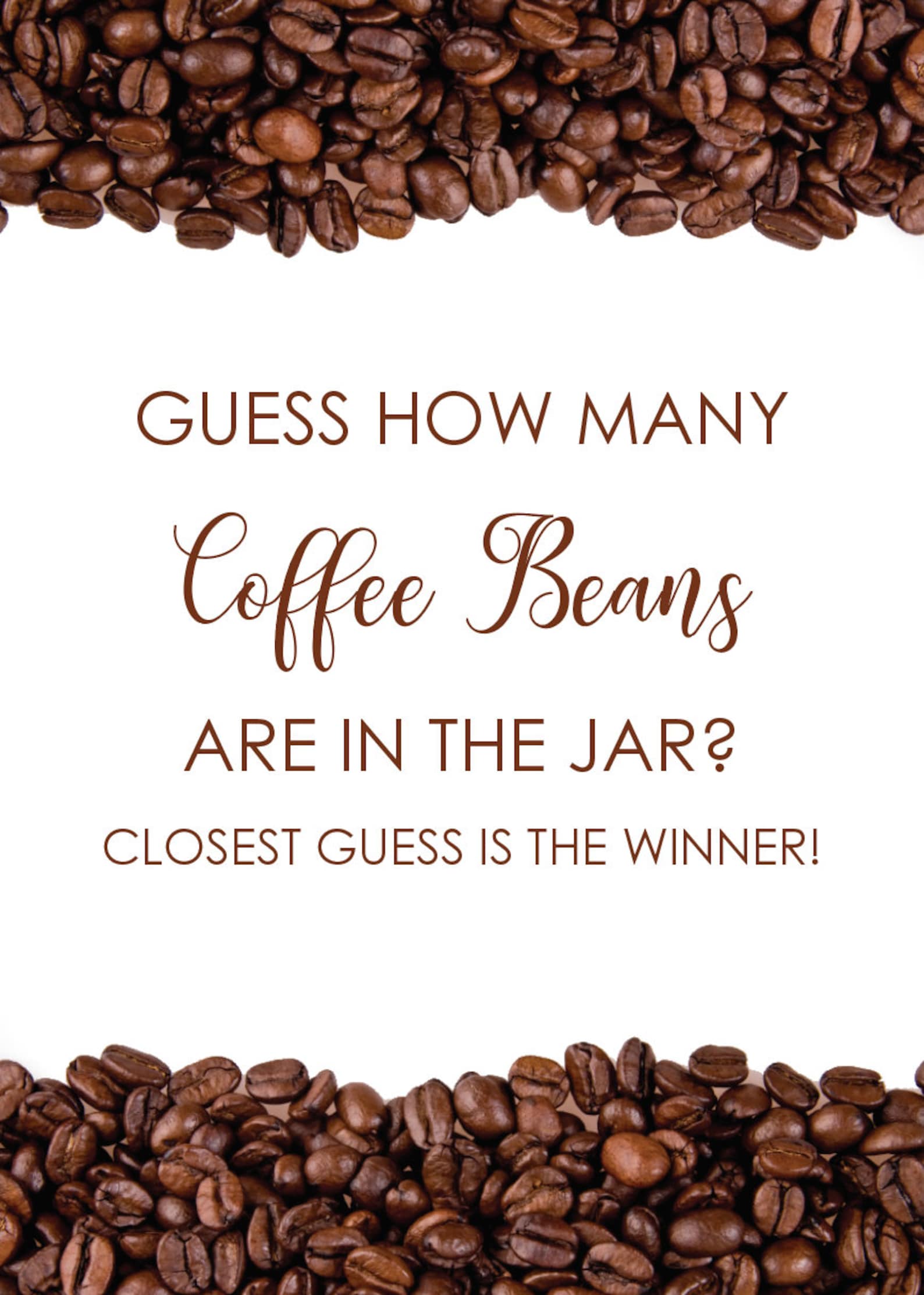 Coffee Beans Game AND Card Digital Format Etsy