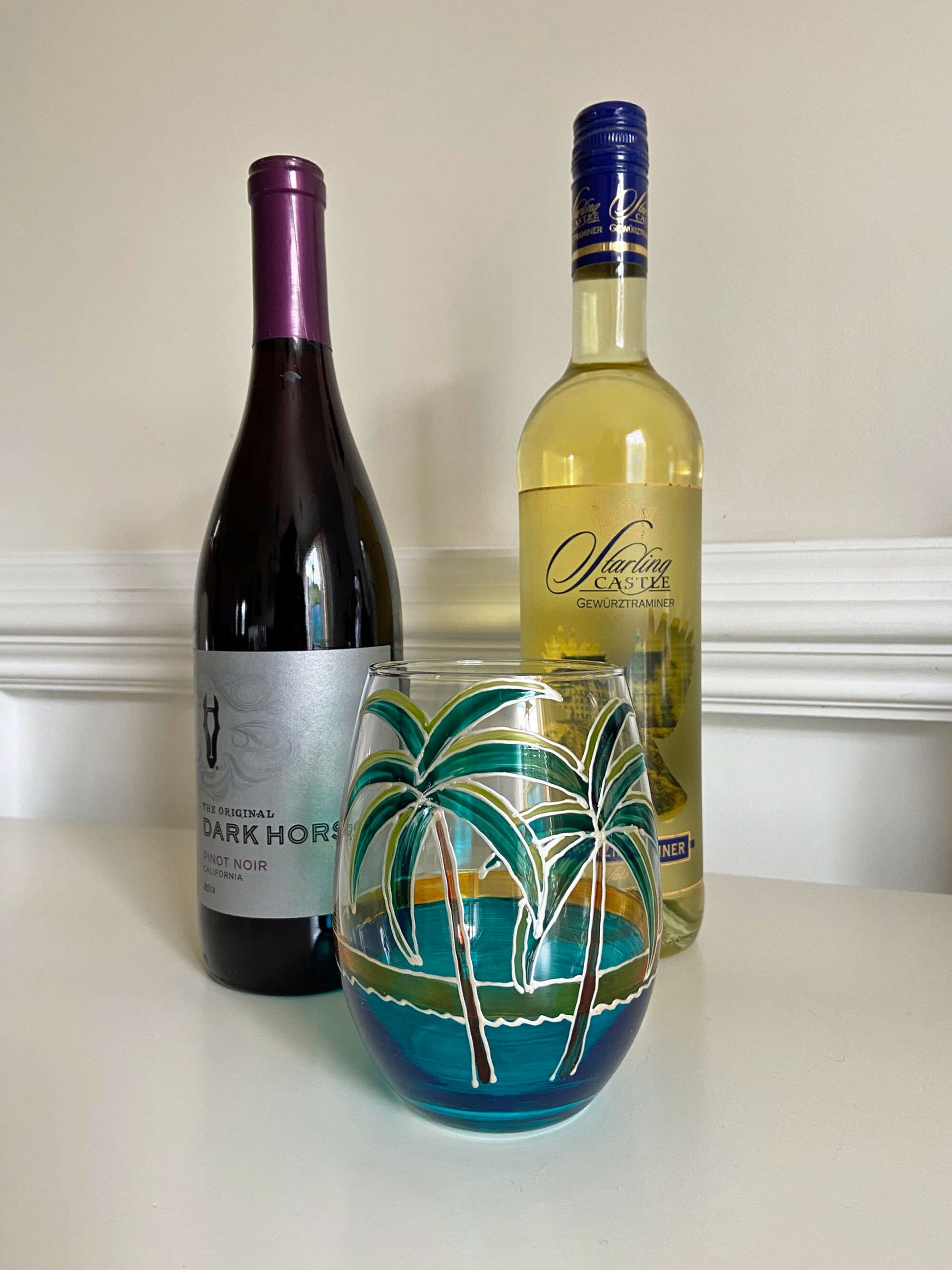 Hand Painted Palm Tree Stemless Wine Glass / Large 21 Ounce Etsy Denmark