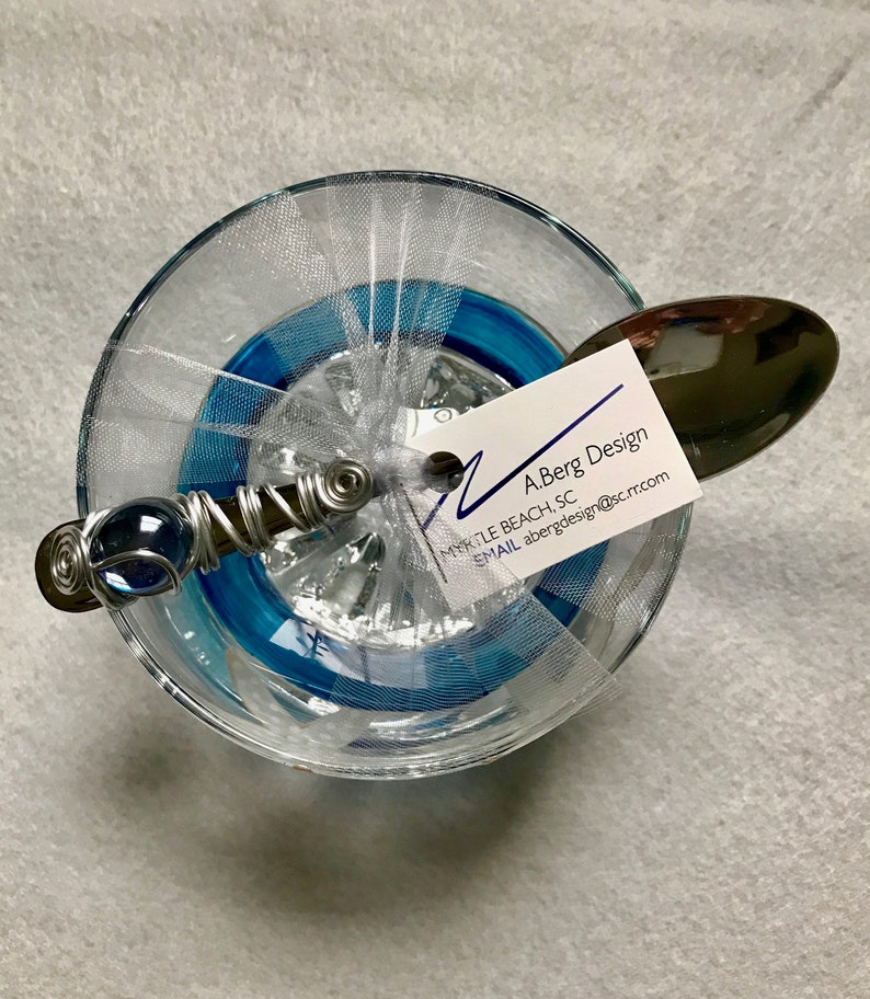 8 ounce relishdip set with small wire wrapped serving spoon hand painted