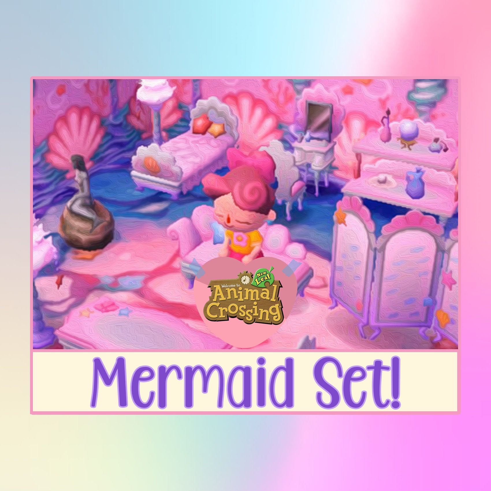 Animal Crossing New Leaf Nintendo Mermaid Furniture Set Wall Etsy