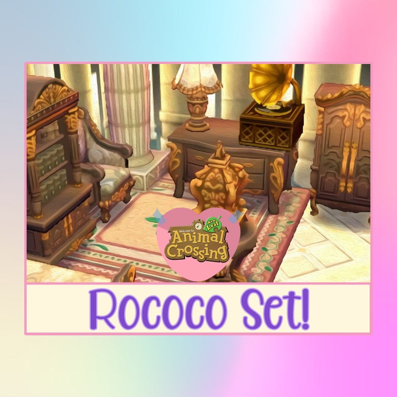 Animal Crossing New Leaf Nintendo Rococo Furniture Set Wall Etsy