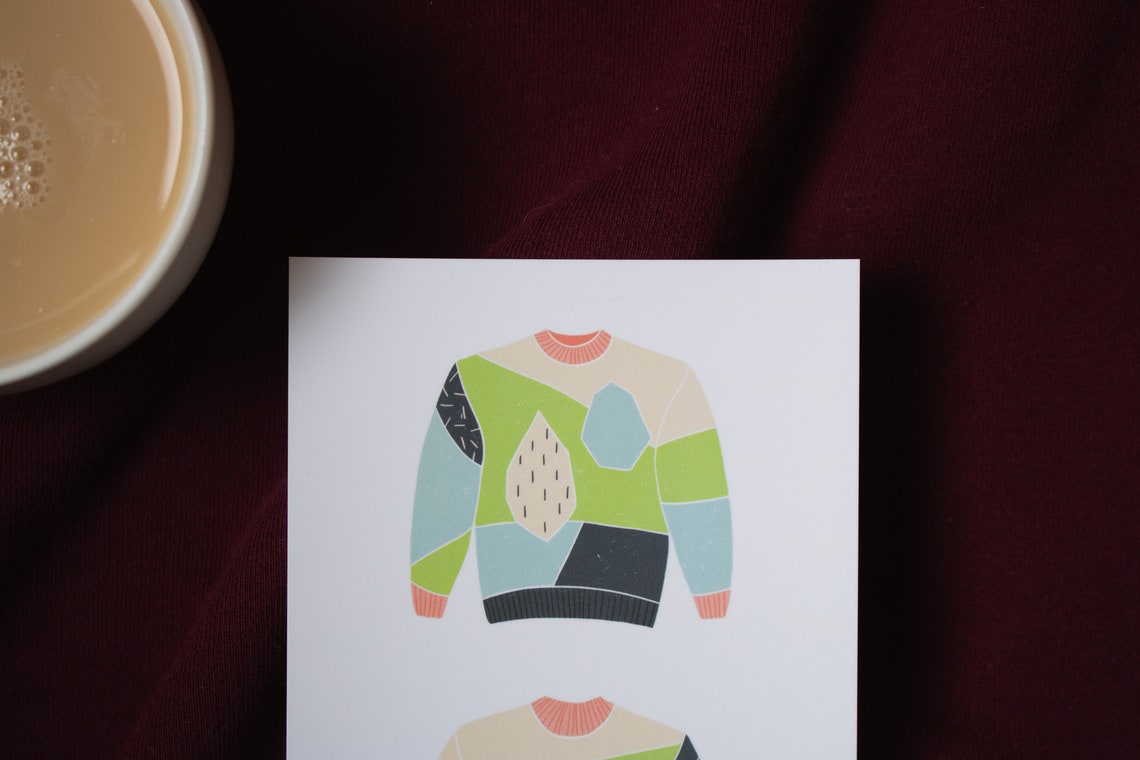 Sweater Weather Card Sweater Postcard Winter Postcard Etsy