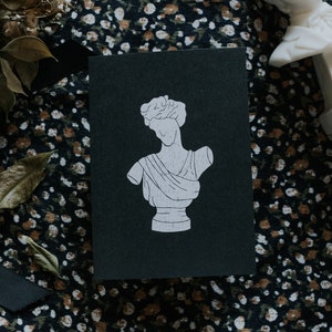 Lovely Lady Statue Postcard - statue postcard, black and white postcard, dark academia postcard