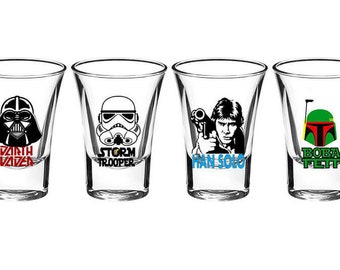 Shot Glass Darth Vader, Storm Trooper, Han Solo, Boba Fett 4 Pack Shot Glass Set Starwars 4 Shot Set