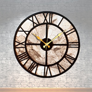 Marble Pattern Metal Wall Clock, Wall Clock Large, Wall Clocks, Marble Wall Clock, Modern Wall Clock