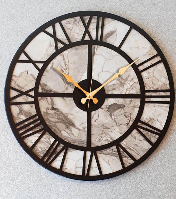 Marble Pattern Metal Wall Clock Farmhouse Wall Decor Rustic Etsy
