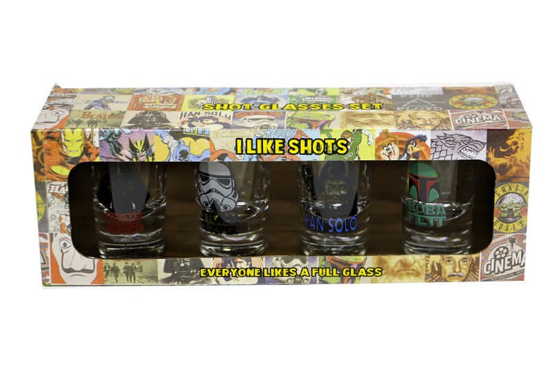 Shot Glass Darth Vader, Storm Trooper, Han Solo, Boba Fett 4 Pack Shot Glass Set Starwars 4 Shot Set