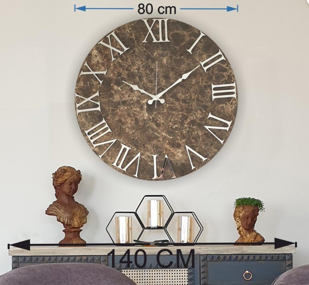 High Quality 20 Inch Marble Pattern Wall Clock, Large Modern Clock ...