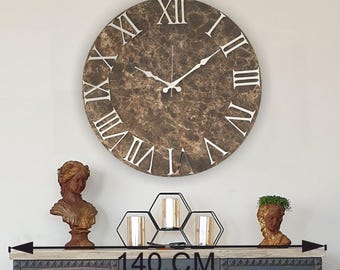 High Quality 20 inch Marble Pattern Wall Clock, Large Modern Clock, Silent Non-Ticking, Oversized Wall Art Clocks