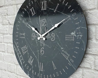 Marble Pattern Large Wall Clock, Black Marble Pattern Wall Clock 50 Cm (20 inch). High Quality Large Wall Clock, Extra large wall clock