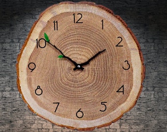 Natural Solid Wood Wall Clock, Wood Wall Decor,  Wooden Wall Clock, Wood Clock. Made of Medium Density Fiberboard (MDF)