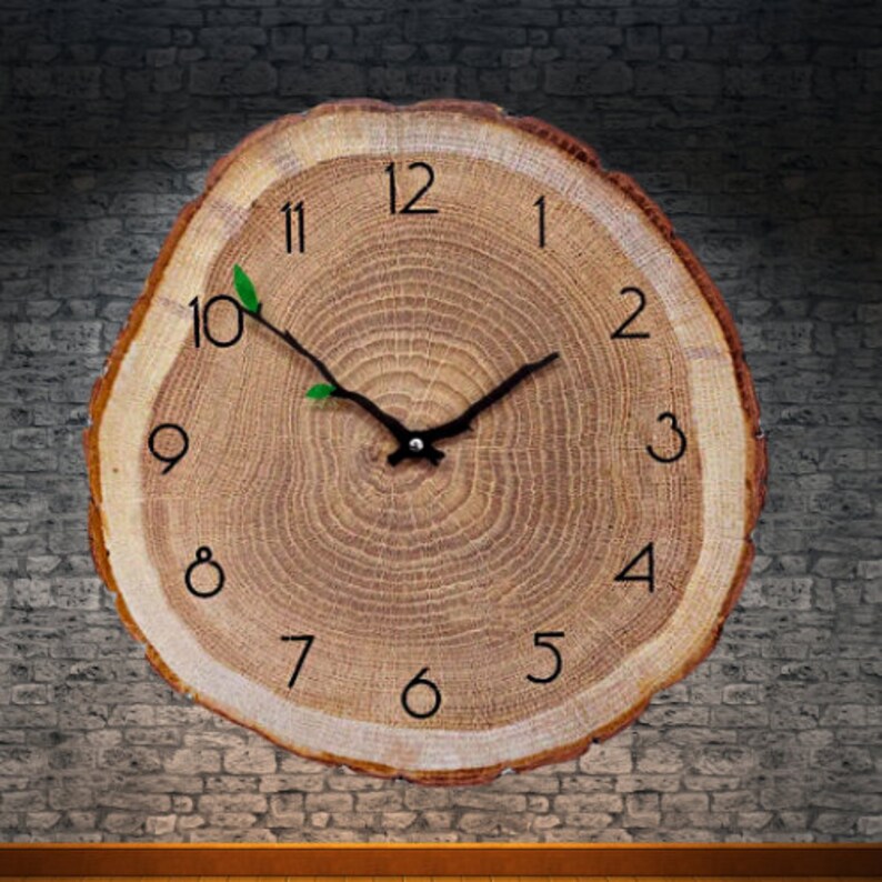 Natural Solid Wood Wall Clock Wood Wall Decor Wooden Wall Etsy