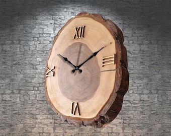 Natural Solid Wood Wall Clock, Wall Decor, Wooden Retro Clock, Wooden Wall Clock, Wood Clock, Silent Wall Clock.