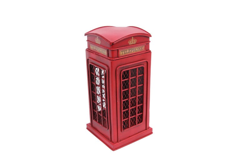 Decorative Metal London Telephone Booth With Piggy Bank, Piggy Bank for