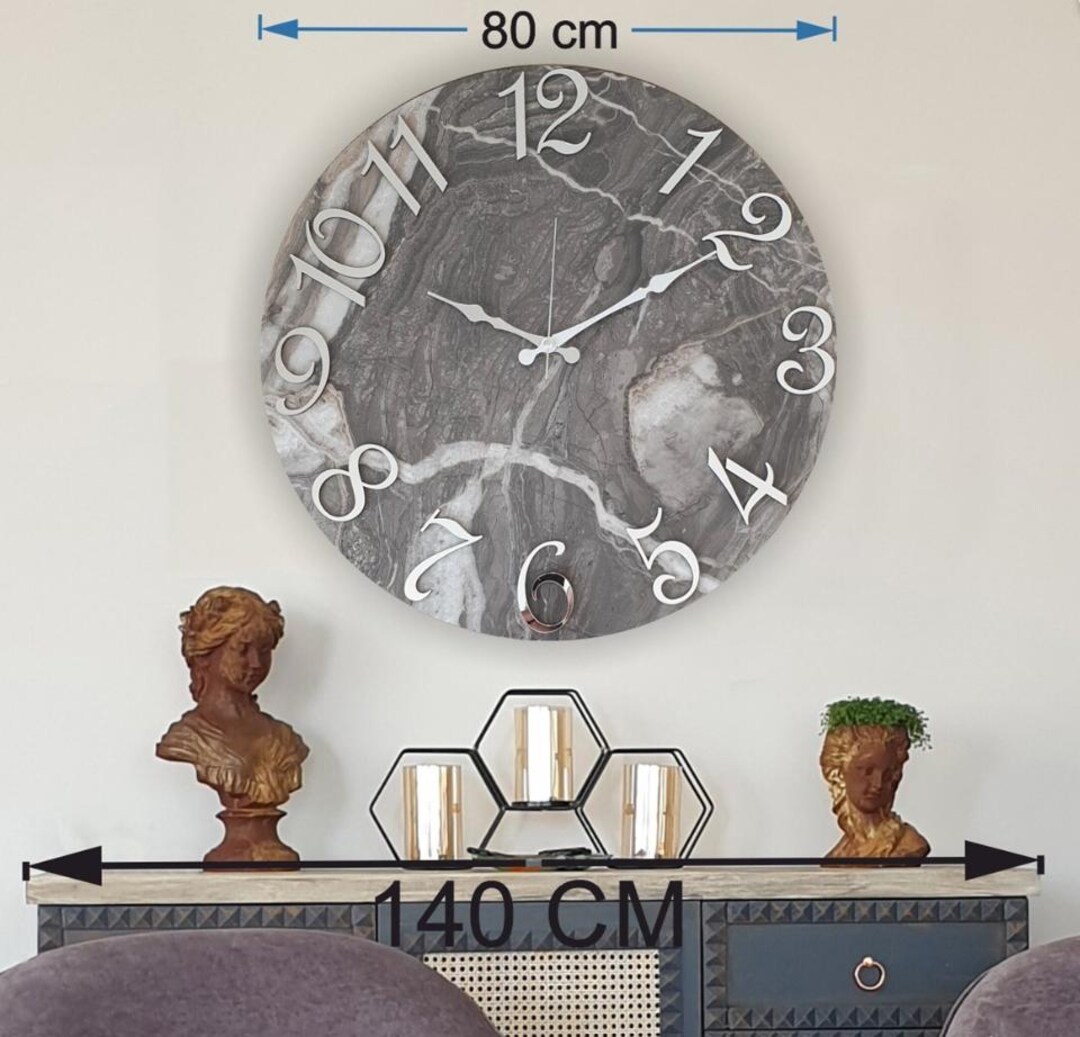 High Quality 20 Inch Marble Pattern Wall Clock, Marble Large Modern ...