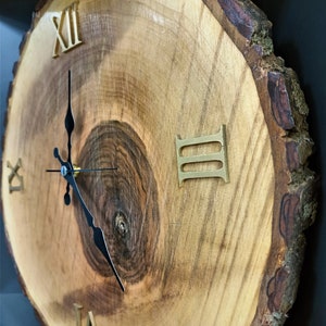 Rustic Wood Wall Clock – Natural Tree Slice Clock, Handmade Wooden Wall ...
