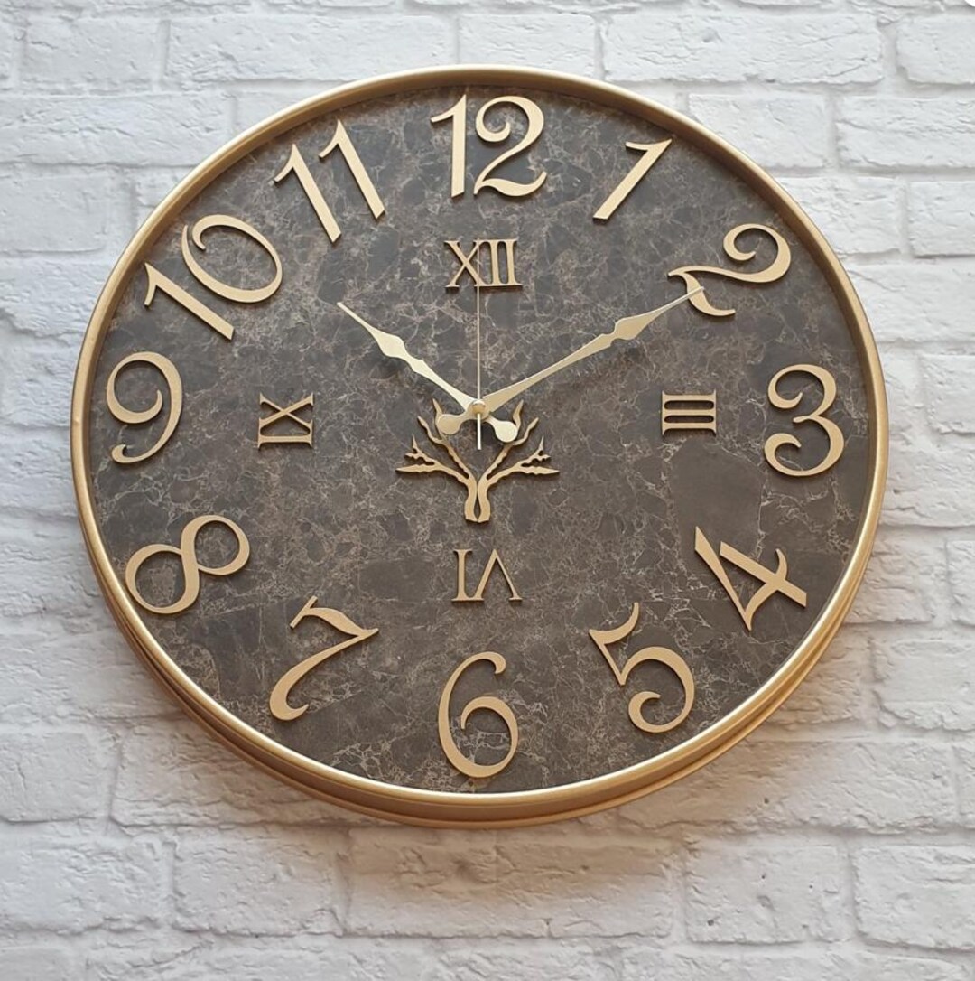High Quality 20 Inch Marble Pattern Wall Clock, Large Modern Clock ...