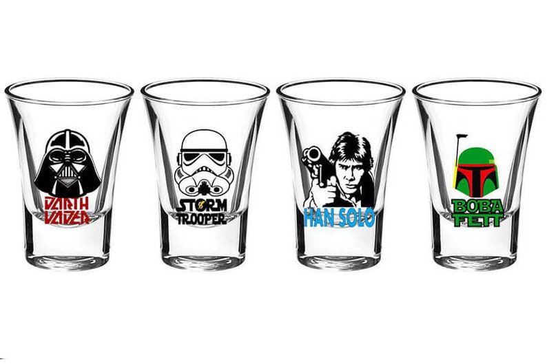 Shot Glass Darth Vader, Storm Trooper, Han Solo, Boba Fett 4 Pack Shot Glass Set Starwars 4 Shot Set