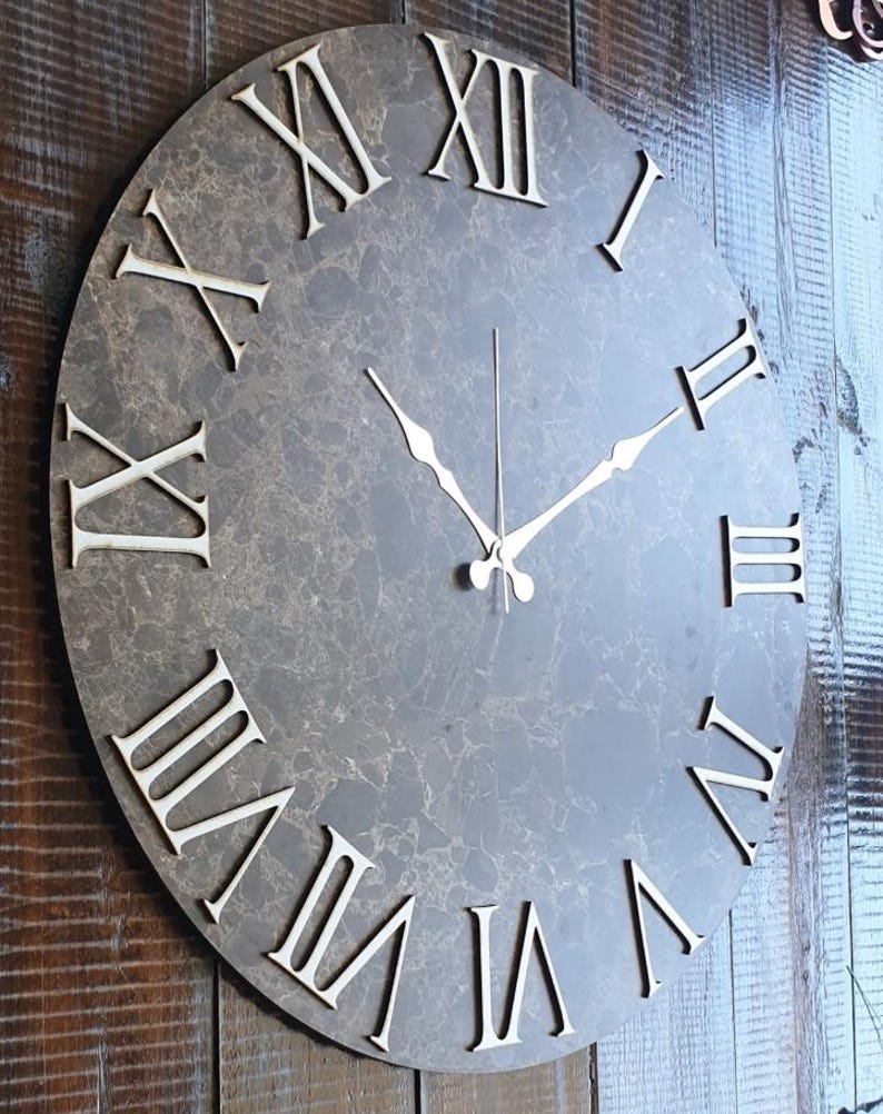High Quality 20 Inch Marble Pattern Wall Clock, Large Modern Clock ...