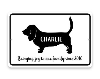 Metal wall sign Aluminum Sign Metal wall art Custom sign Personalized Basset Hound Bringing Joy to Our Lives Metal Room Sign