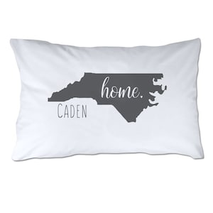 Personalized State of North Carolina Home Pillowcase - Personalized Pillowcase - Standard Size Pillowcase - 20x32&quot; - Soft Polyester case