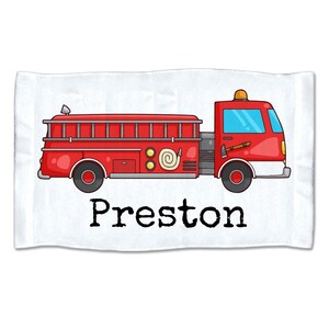 Personalized Fire Truck Towel - Personalized Towel - Hand Towel - Personalized Gift - Monogram Towel - Custom Towel -11" x 18"