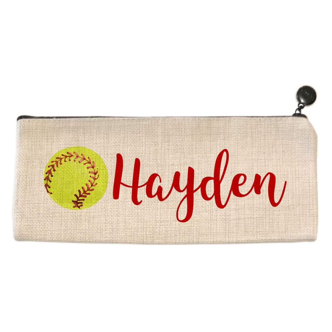 Personalized Pencil Bag Softball Light Beige 9.5 X Etsy